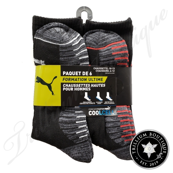 Puma Men's Ultimate Training Crew Socks 6 Pairs - Picture 1 of 3